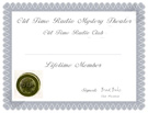 Old Time Radio Club Certificate
